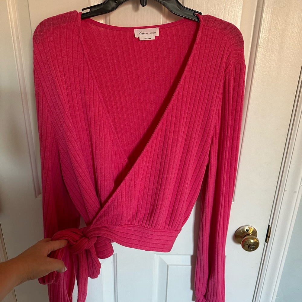 Bright pink wrap top